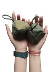 アーミーグリーンパッチワーク牛革スポーツビーンバッグの正面画像