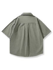 縦ストライプ 半袖シャツ