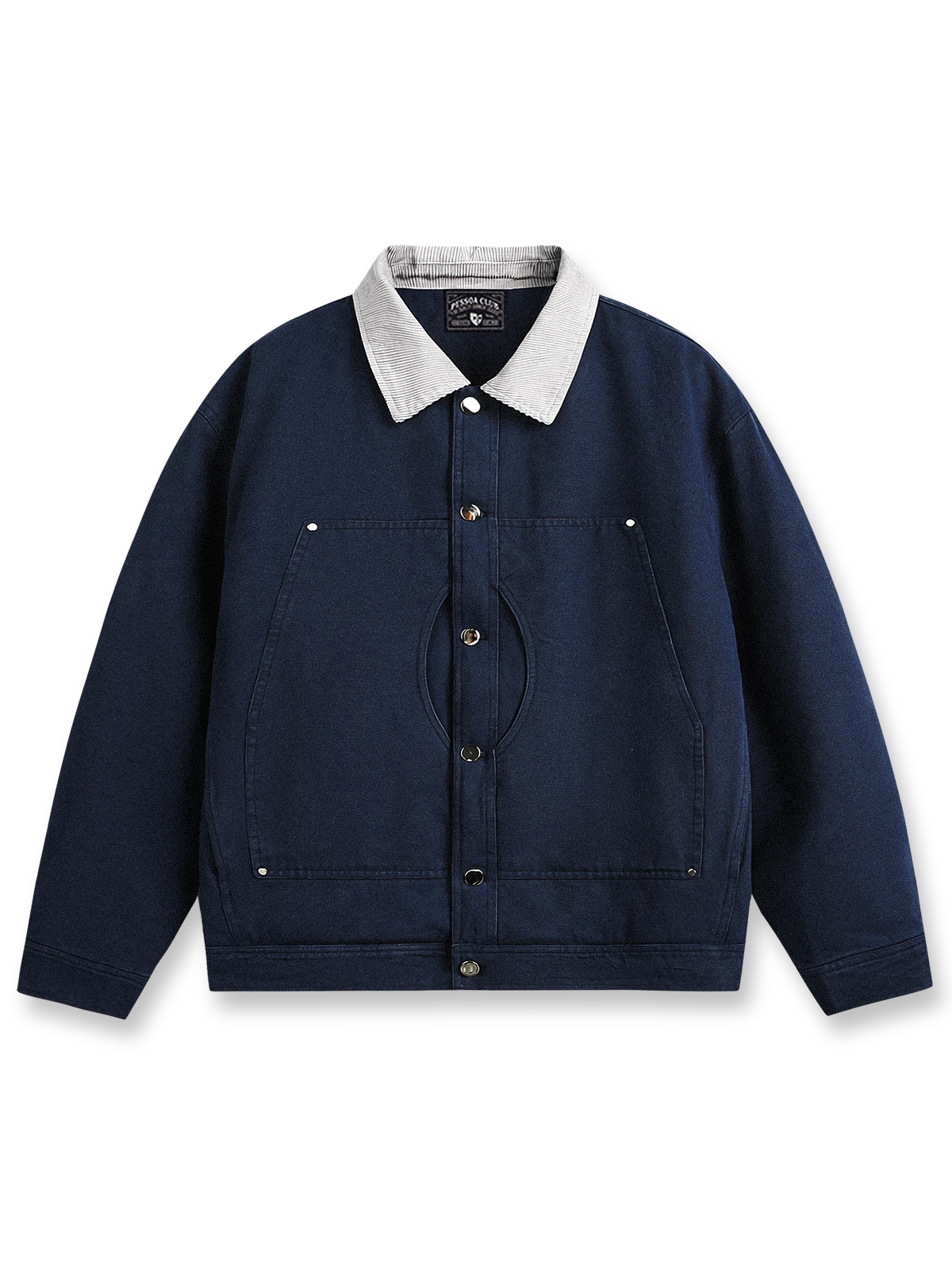 製品画像：
レトロなハンティングスタイルの中綿入りコーデュロイ襟付きジャケット。厚手の生地と暖かい中綿が寒い季節に最適。エレガントなデザインと実用的な大容量ポケット。

詳細画像：
厚手コーデュロイ襟付きハンティングジャケット。大きな前ポケットと通気性のある中綿素材、レトロで機能的なデザイン。ストレートカットとゆったりシルエットで快適な着心地。