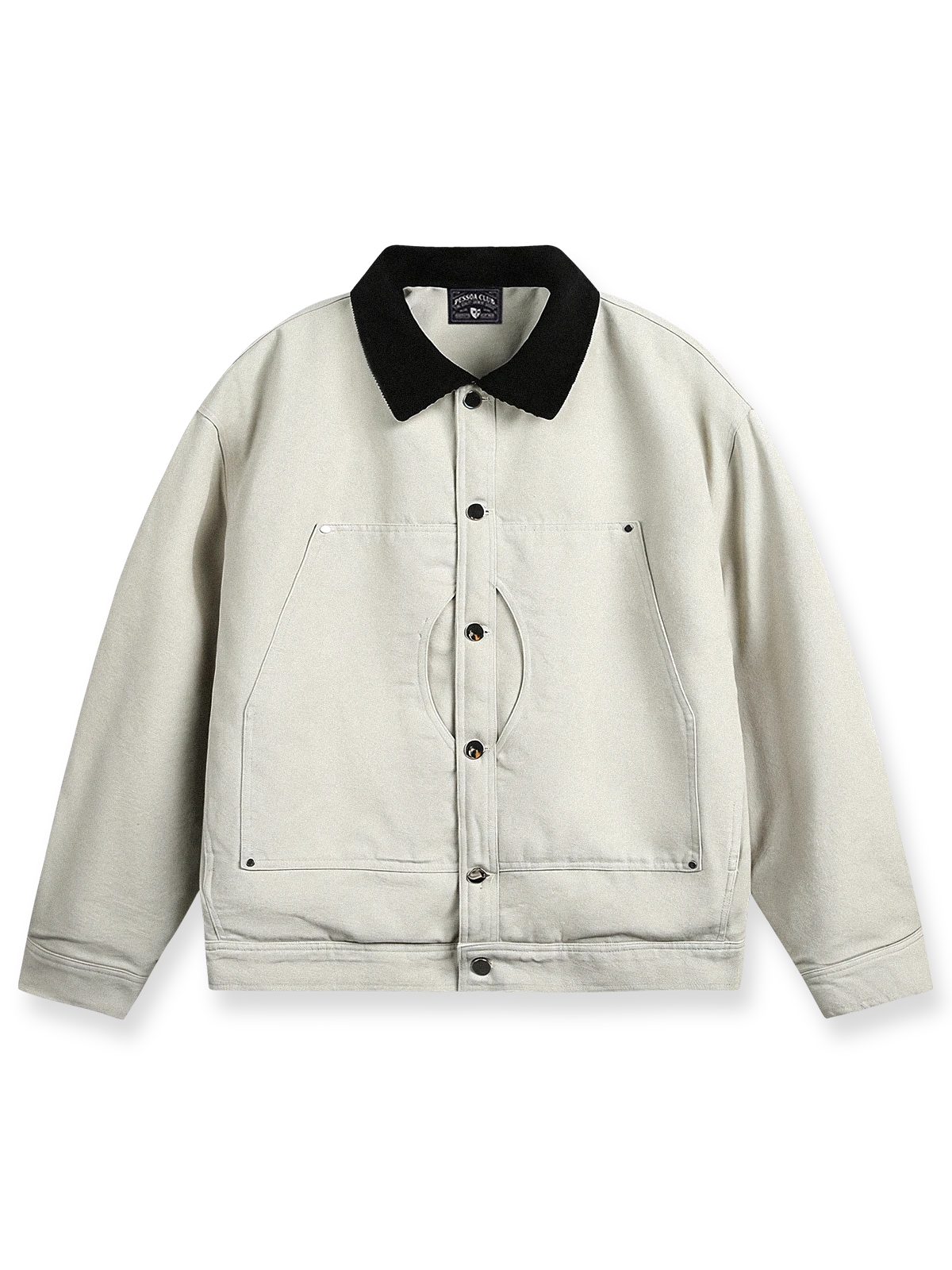 製品画像：
レトロなハンティングスタイルの中綿入りコーデュロイ襟付きジャケット。厚手の生地と暖かい中綿が寒い季節に最適。エレガントなデザインと実用的な大容量ポケット。

詳細画像：
厚手コーデュロイ襟付きハンティングジャケット。大きな前ポケットと通気性のある中綿素材、レトロで機能的なデザイン。ストレートカットとゆったりシルエットで快適な着心地。