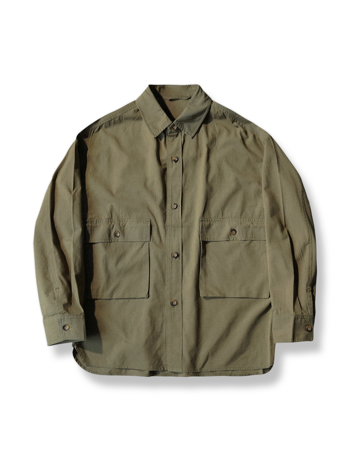 テンセル混紡 ミリタリーグリーンシャツ