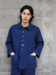 伝統工法 植物染めブルー フレンチワーク ジャケット