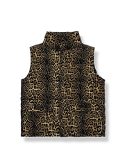 レオパード柄フード付きダウンベスト