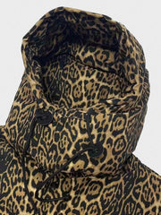 レオパード柄フード付きダウンベスト