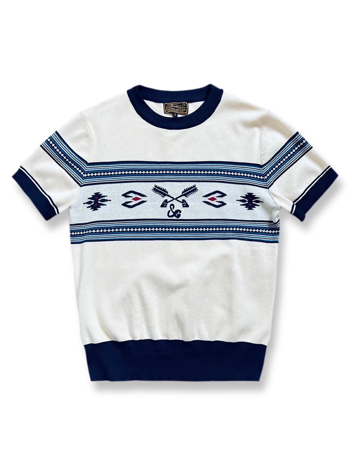 ナバホスタイル＆ウェスタンカウボーイ柄 ニット半袖Tシャツ