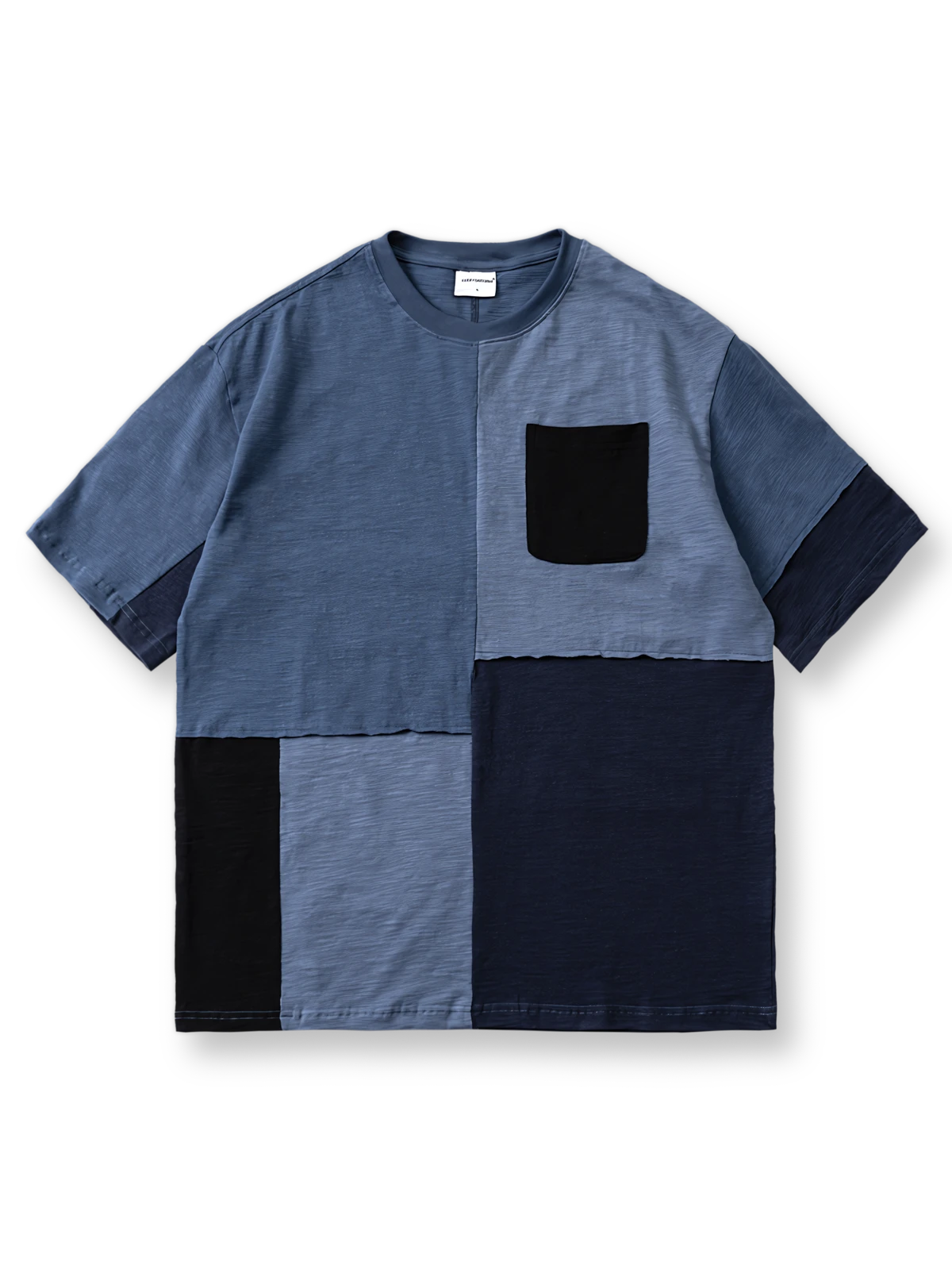 カラーブロック バンブーノットコットン 半袖Tシャツ