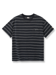 Hemp Border Tee リネンオーガニックコットンストライプテクスチャーポケットTシャツ正面図