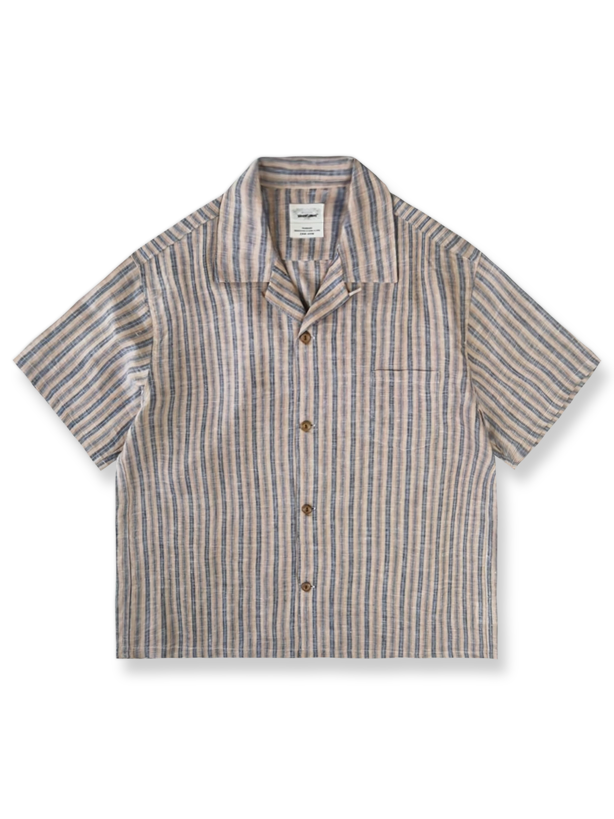 レトロシルエットのストライプ半袖シャツ正面図