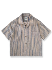 レトロシルエットのストライプ半袖シャツ正面図