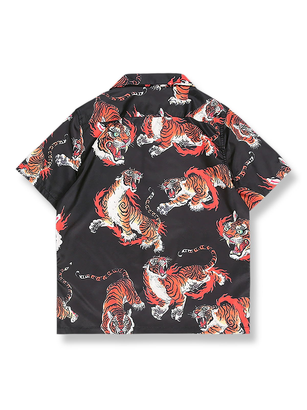 製品画像: 虎柄ハワイアンシャツ反面図