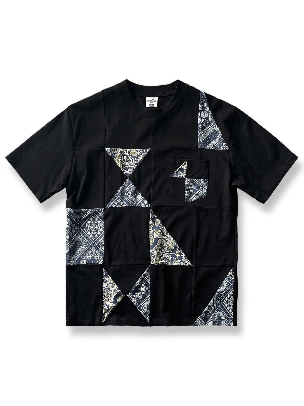 クラシックペイズリー＆パッチワークショートスリーブTシャツ