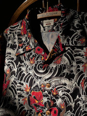 般若と天狗のタトゥーデザインのディテール