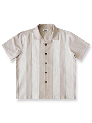 製品画像：ストライプテンセル混紡ボウリングシャツ正面図