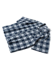 フリンジ付きチェック柄半袖シャツ