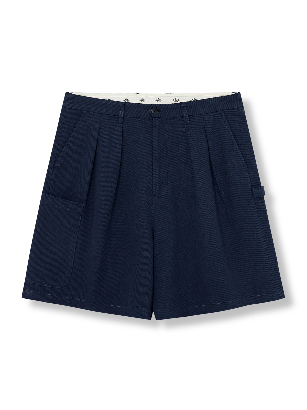 Painter Shortsヴィンテージダブルプリーツショーツ全体展示、ツイル生地とポケットデザインを紹介。