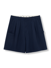 Painter Shortsヴィンテージダブルプリーツショーツ全体展示、ツイル生地とポケットデザインを紹介。