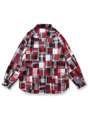  ヴィンテージのパッチワークチェック柄シャツの全体画像。