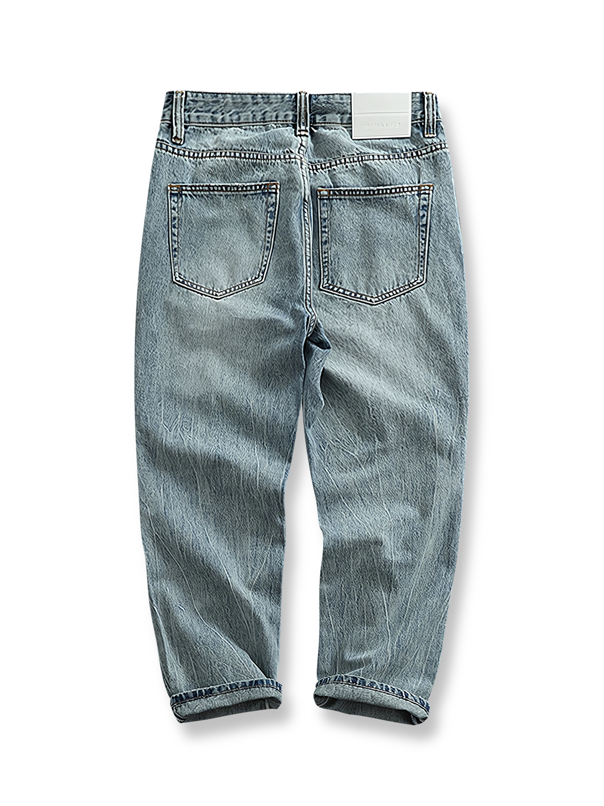  ヴィンテージウォッシュ猫ひげデニムパンツの全体画像。