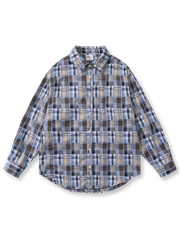 パッチワークチェックシャツの正面図