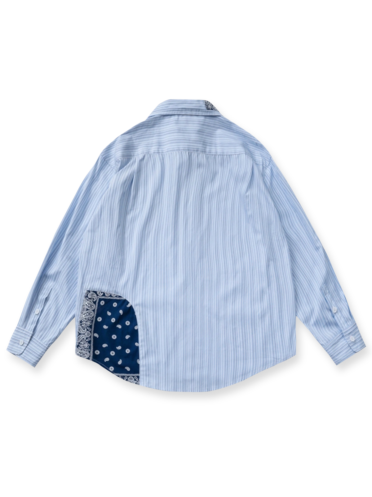 ペイズリーパッチワークルーズストライプシャツの正面図