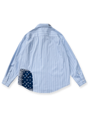 ペイズリーパッチワークルーズストライプシャツの正面図