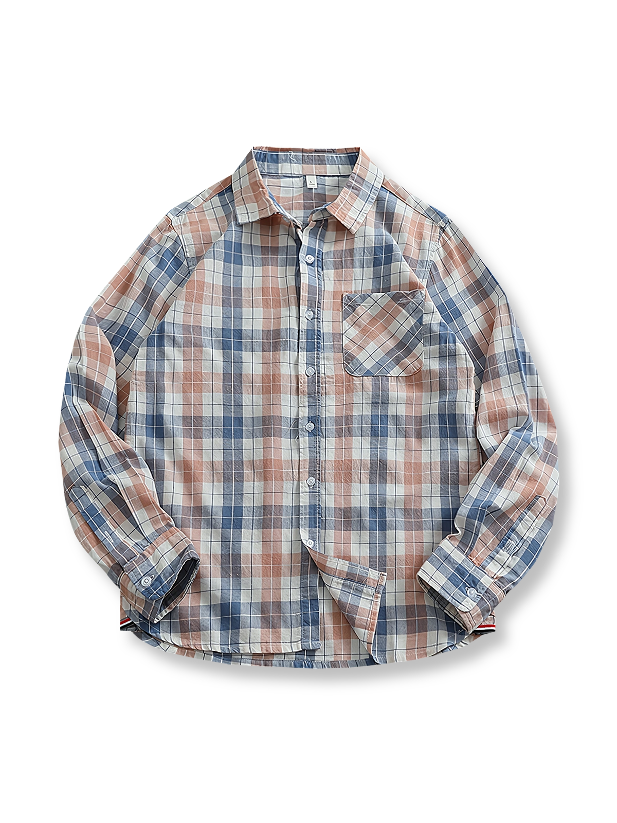 ヴィンテージチェック柄パッチワークシャツの正面展示