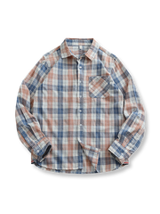 ヴィンテージチェック柄パッチワークシャツの正面展示