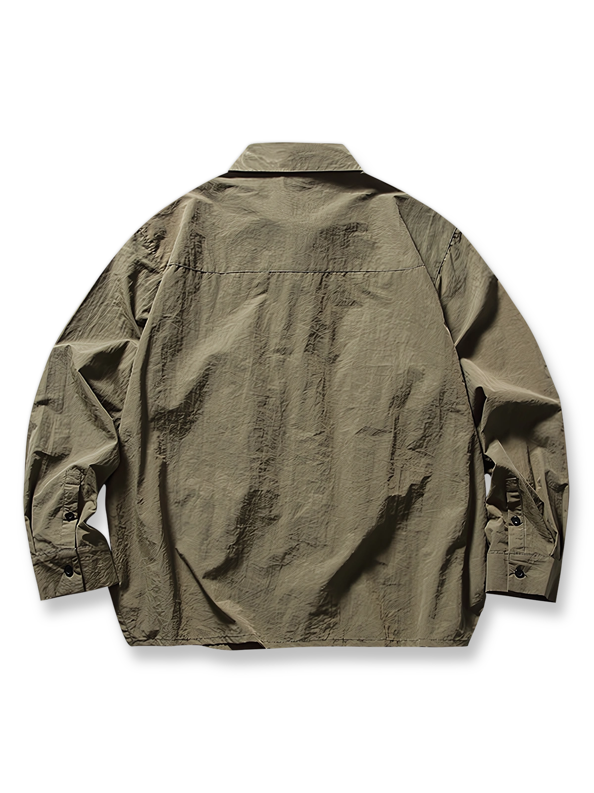 製品画像: ポケット装飾付きアウトドアシャツのフロント展示 詳細画像: ポケット装飾と生地のディテール展示