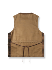 チェック柄紐付きワークベスト正面展示