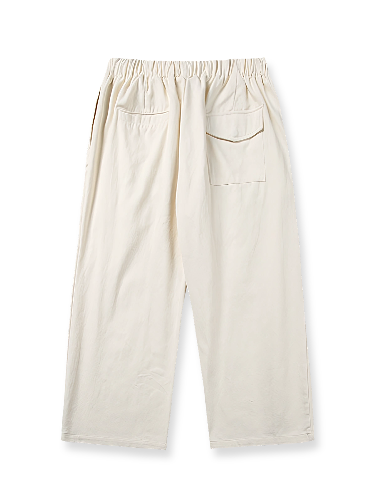 コットンドローストリング付きワイドレッグパンツの正面展示