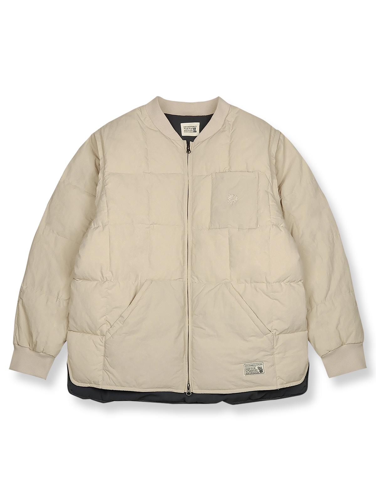 製品画像: 袖取り外し可能なキルティングジャケットの全体展示