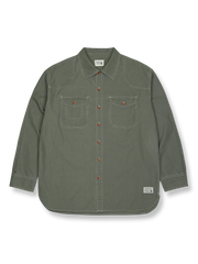 ヴィンテージ加工ワーク長袖シャツの全体展示