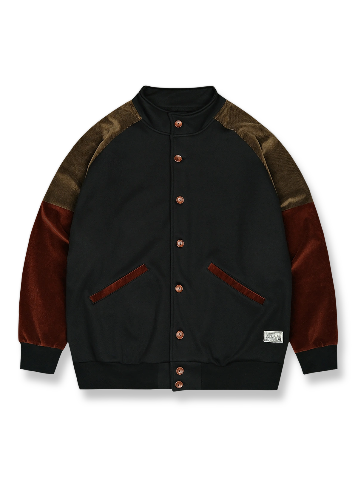 製品画像: レトロなパッチワーク スポーツジャケットの全体展示