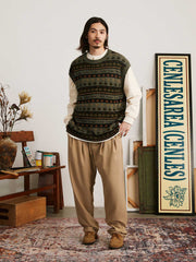 レトロパターン ニットベスト