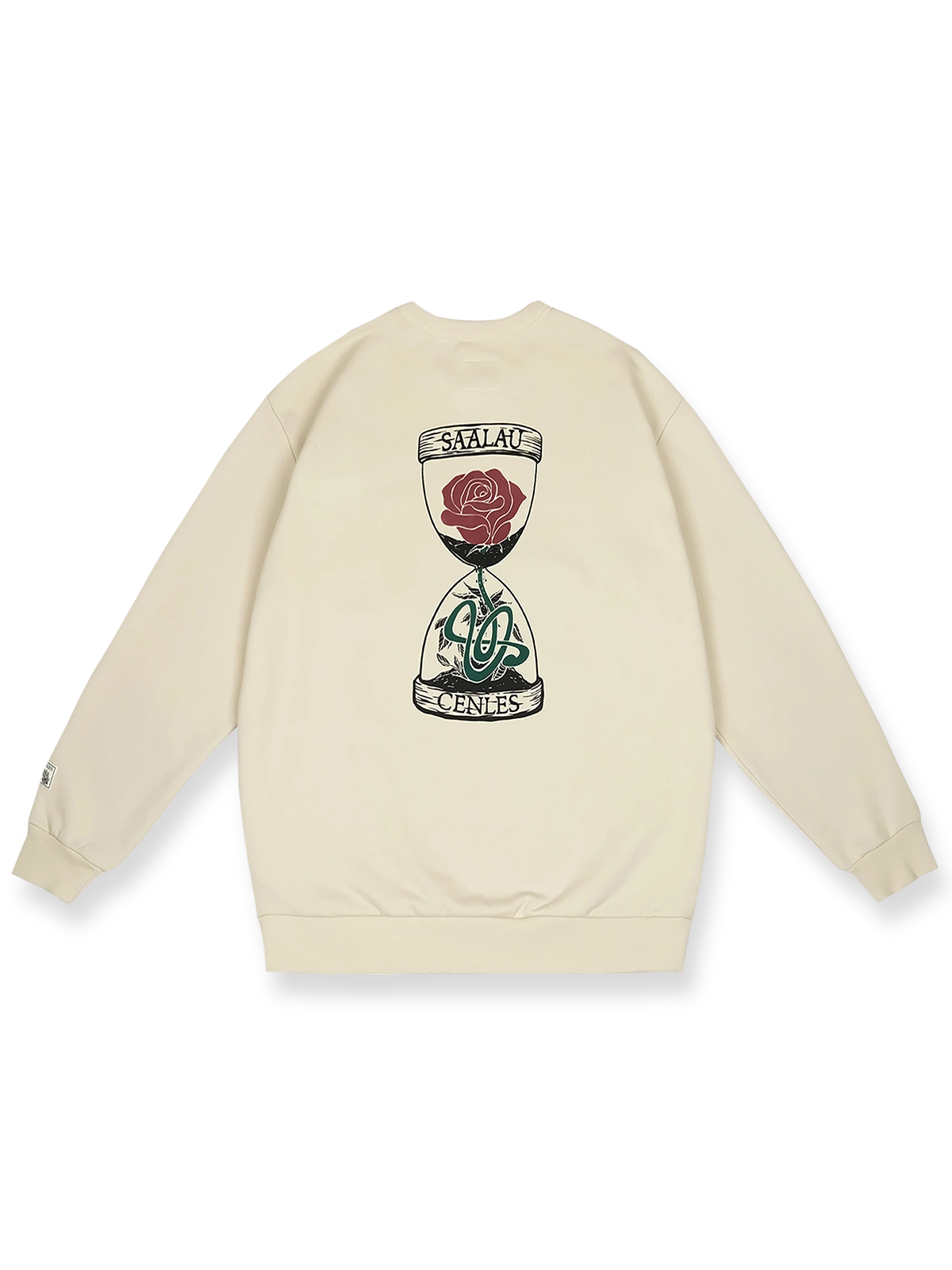 製品画像: ローズサンドグラステーマ プリントクルーネックスウェットの全体展示