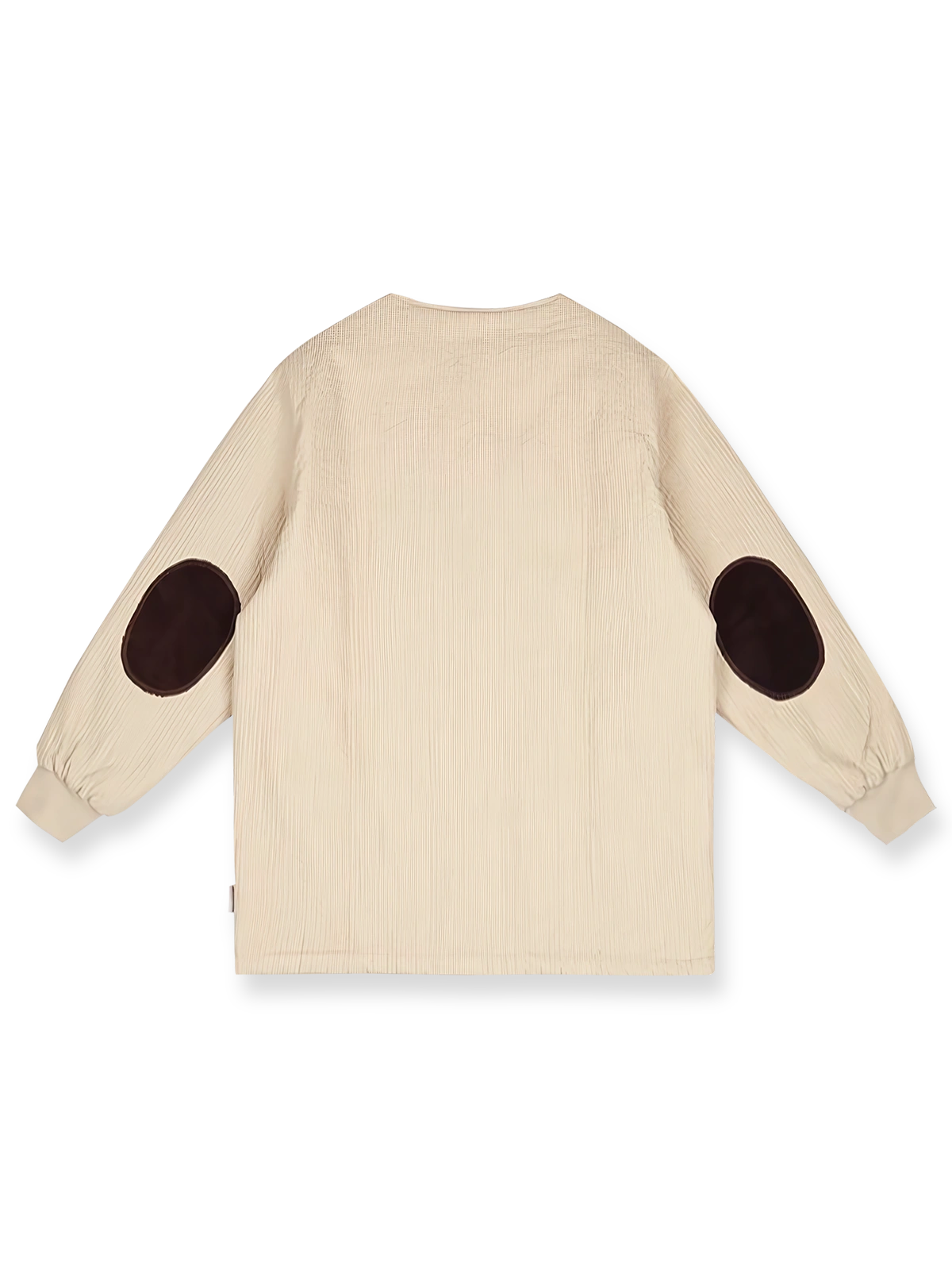 藤とハトをテーマにした中綿ジャケットの全体像。カラーコントラストとストライプテクスチャーを強調。