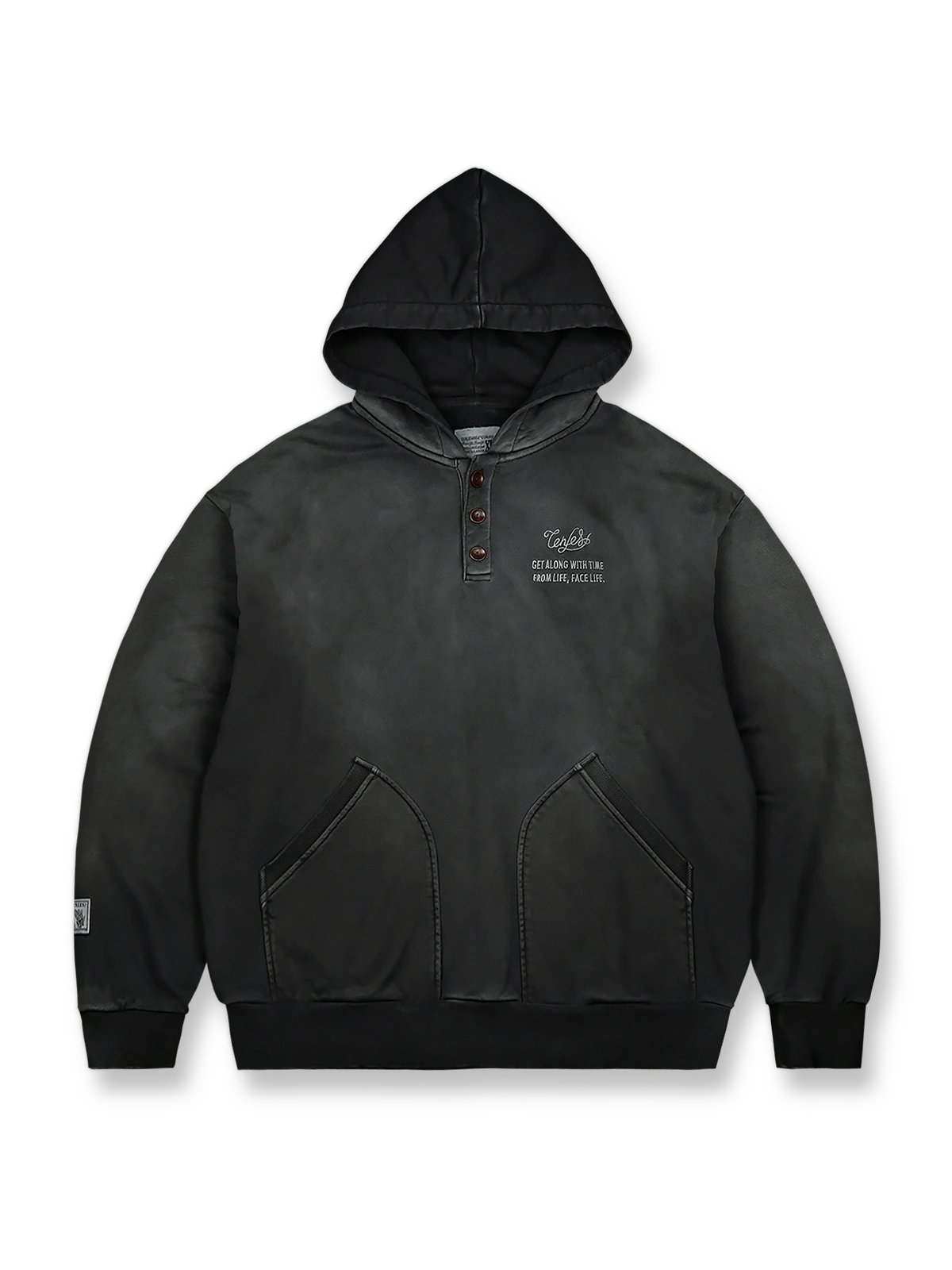 製品染めウォッシュ加工ヴィンテージスプレーホワイトスウェット全体