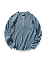 ヴィンテージヘンリーネックワッフル長袖Tシャツの正面展示