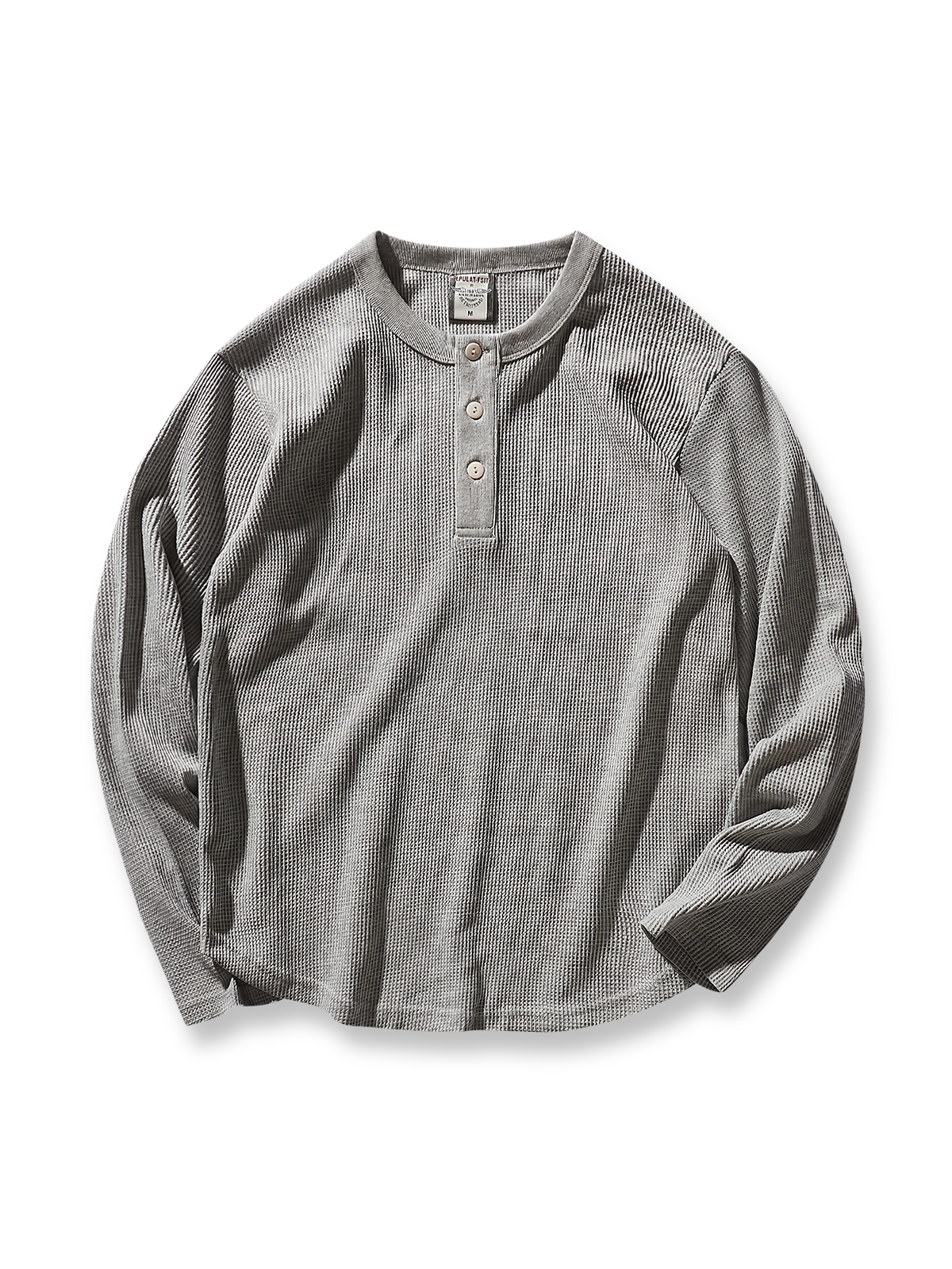 ヴィンテージヘンリーネックワッフル長袖Tシャツの正面展示