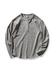 ヴィンテージヘンリーネックワッフル長袖Tシャツの正面展示