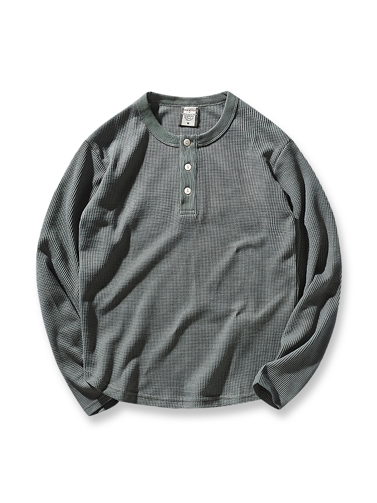 ヴィンテージヘンリーネックワッフル長袖Tシャツの正面展示
