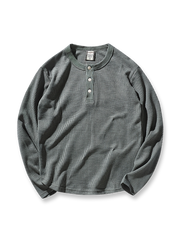 ヴィンテージヘンリーネックワッフル長袖Tシャツの正面展示