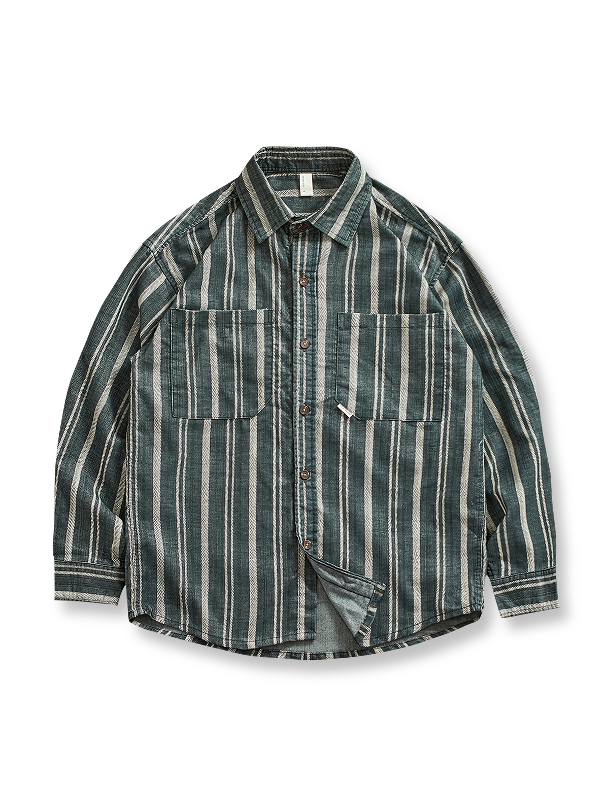 製品画像: ストライプワーク長袖シャツの全体展示