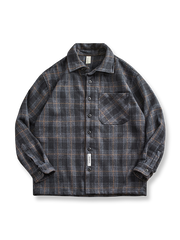 製品画像: 厚手の格子柄配色ドロップショルダーラシャシャツの全体表示