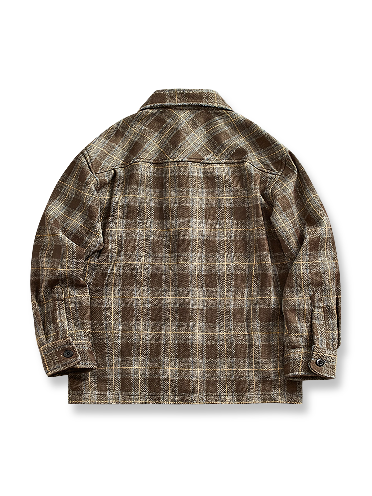 製品画像: 厚手の格子柄配色ドロップショルダーラシャシャツの全体表示