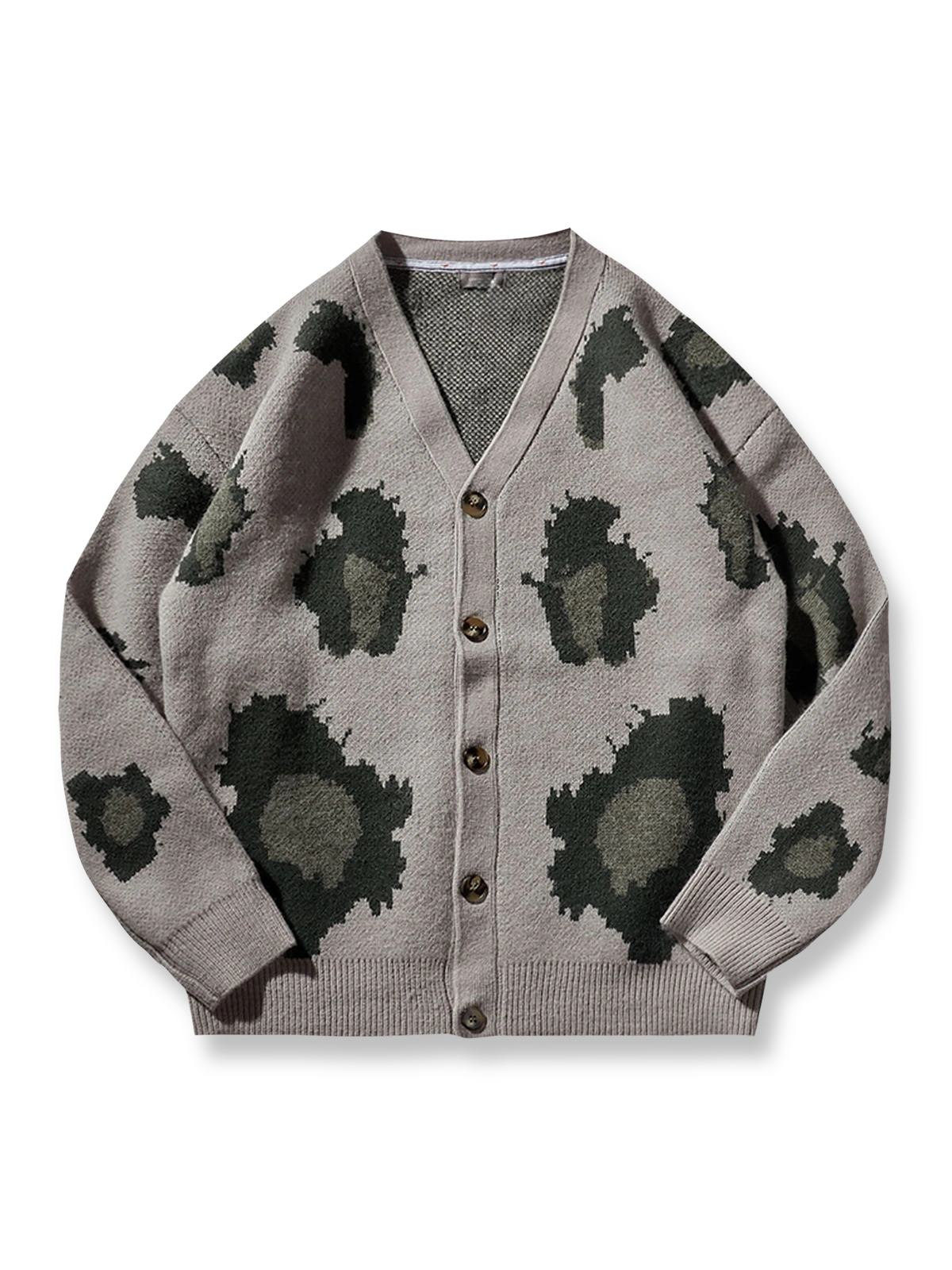 製品画像: チェッカーボード柄Vネックカーディガンの正面画像