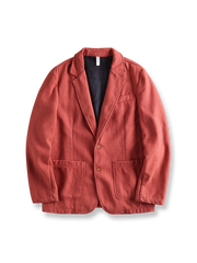 製品画像: フリース裏地リネンコットンブレザーの正面展示