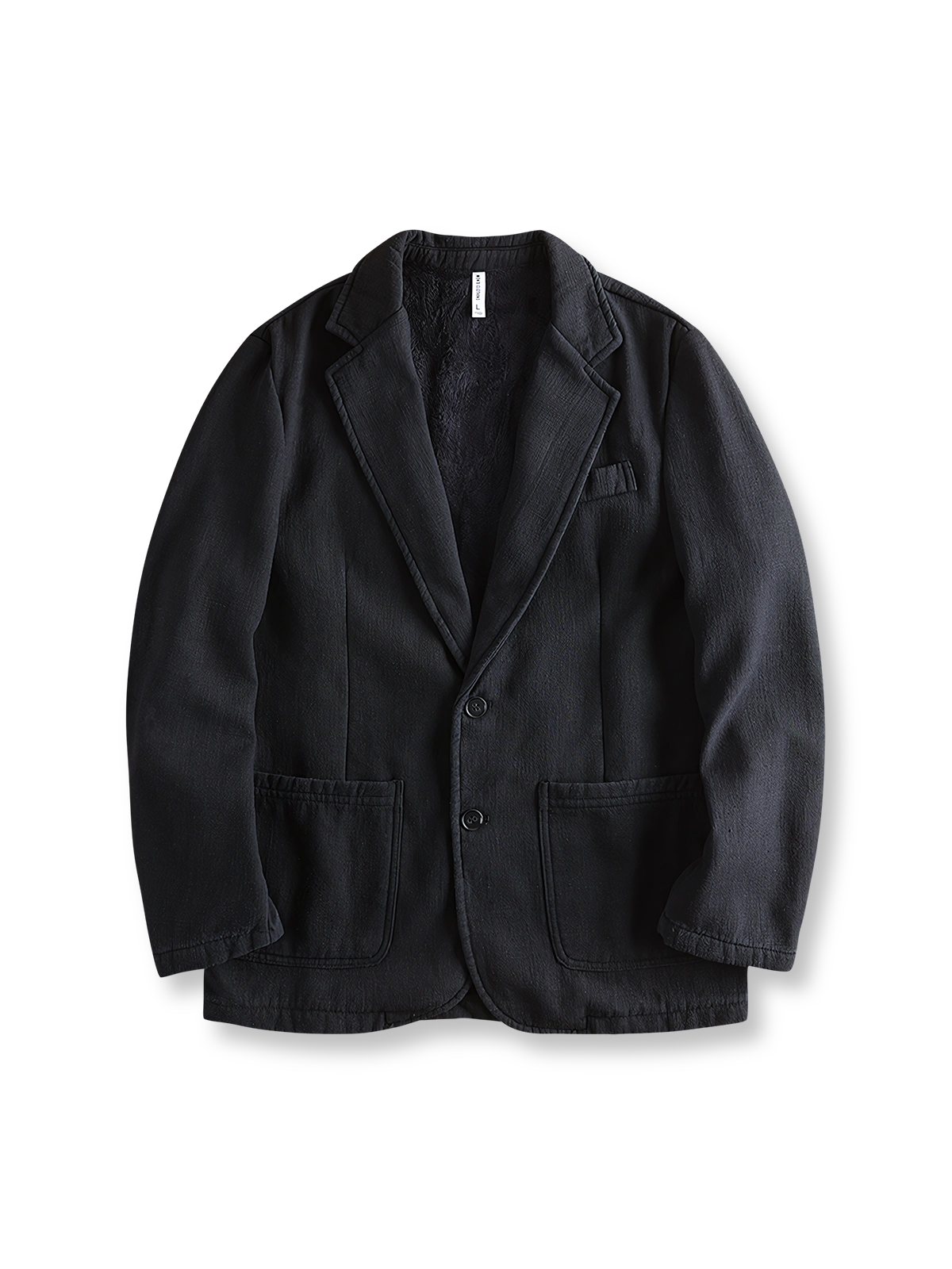 製品画像: フリース裏地リネンコットンブレザーの正面展示