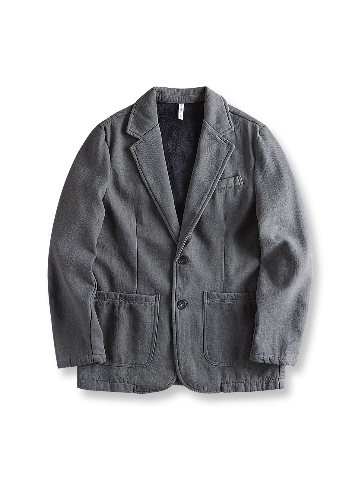 製品画像: フリース裏地リネンコットンブレザーの正面展示