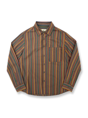 製品画像: カラフルストライプと民族風デザインが特徴のコットン長袖シャツ